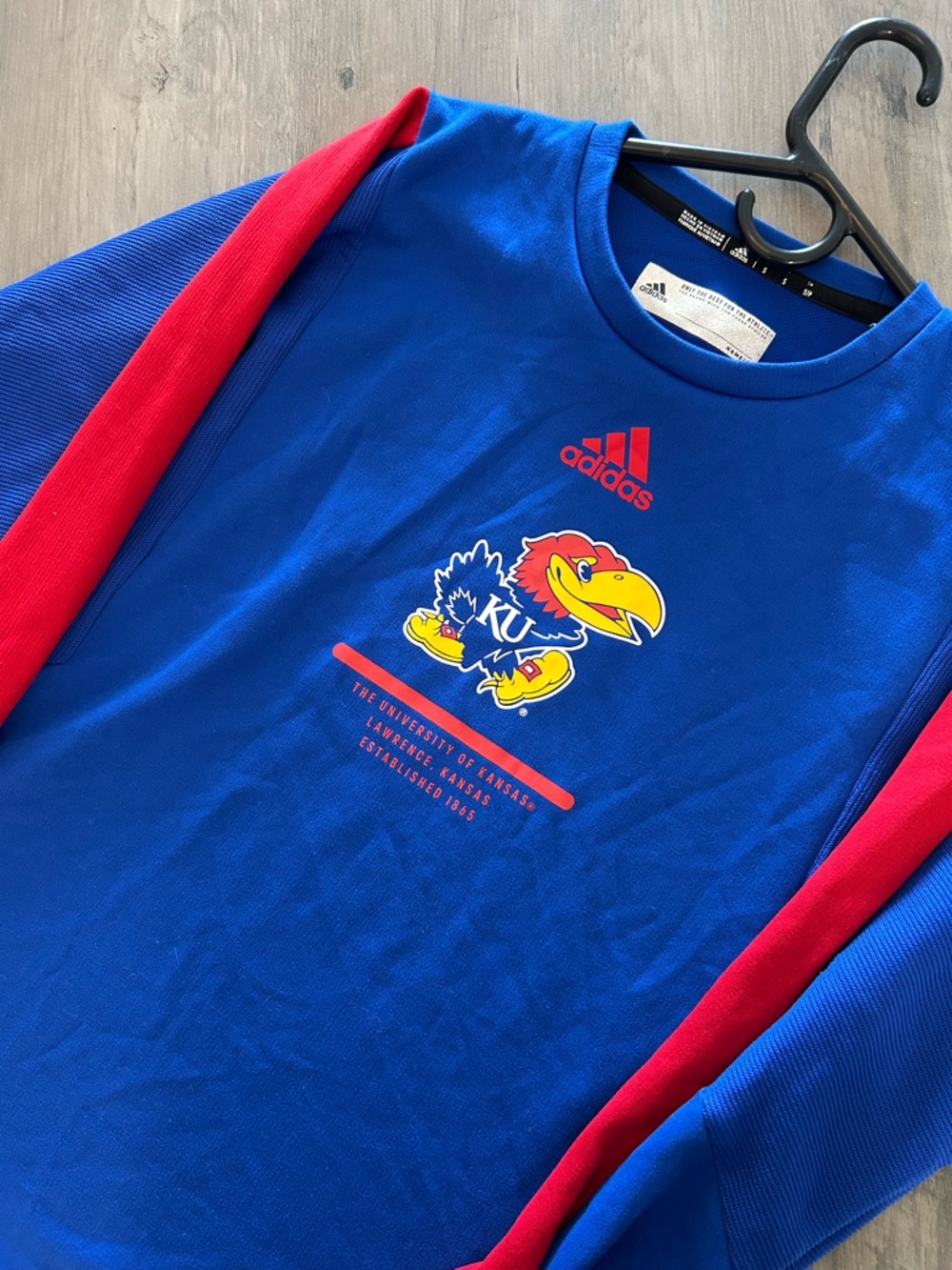 Men’s Adidas University Of Kansas Jayhawks Crewneck Sweatshirt Size Small